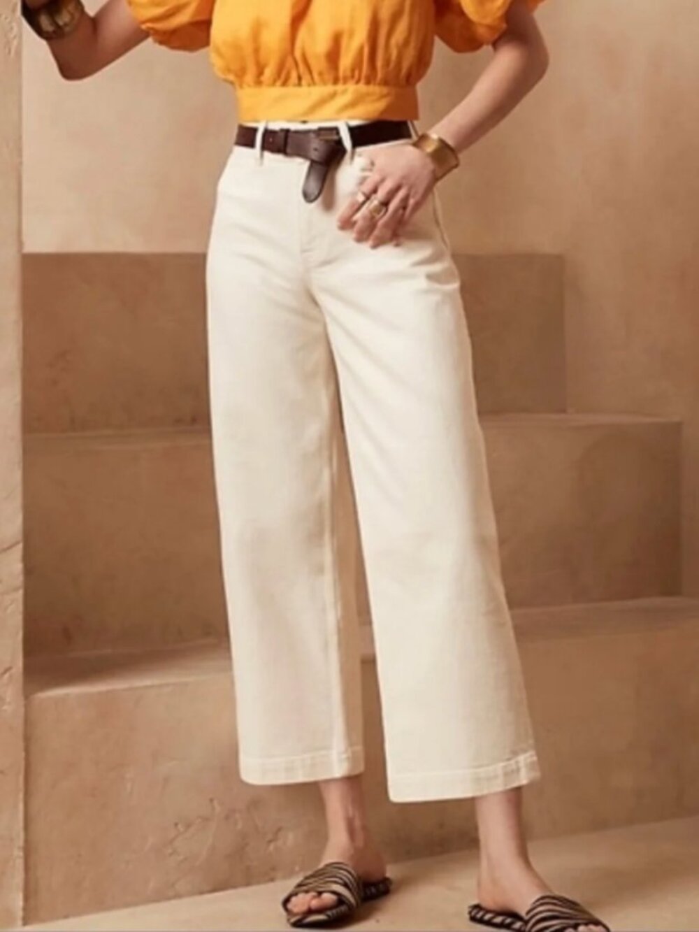 Banana Republic Wide-Leg Crop High-Rise Jeans Ecru